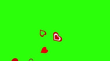 Düz kalp simgeleri tasarım elementleri yeşil ekran krom anahtarı üzerinde canlandırma