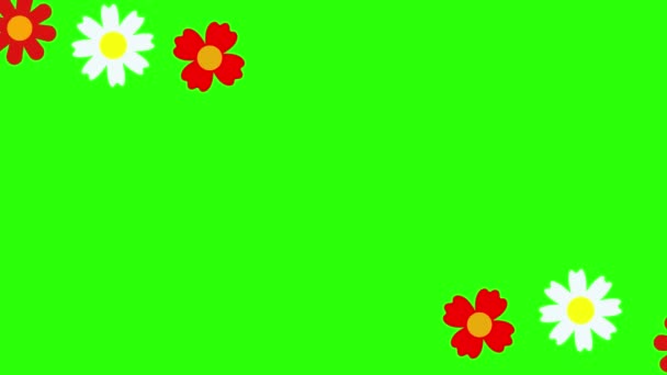 Плоский Дизайн Анімації Квітів Зеленому Екрані Хром Ключ — стокове відео