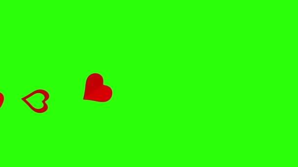 Flat Hearts Icons Design Elements Animation Green Screen Chroma Key — Stock Video