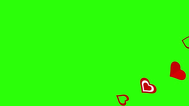 Ploché Srdce Ikony Design Prvky Animace Zelené Obrazovce Chroma — Stock video