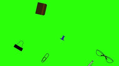 Ofis araçları grup animasyonu, kroma anahtarı, düz tasarım, grafik kaynak ögesi