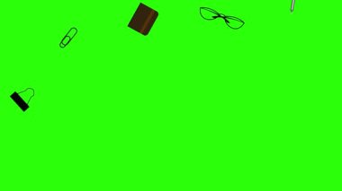 Ofis araçları grup animasyonu, kroma anahtarı, düz tasarım, grafik kaynak ögesi