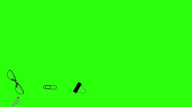 Ofis araçları grup animasyonu, kroma anahtarı, düz tasarım, grafik kaynak ögesi