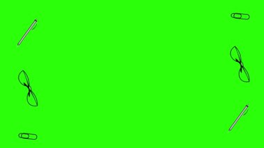 Ofis araçları grup animasyonu, kroma anahtarı, düz tasarım, grafik kaynak ögesi