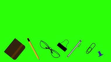 Ofis araçları grup animasyonu, kroma anahtarı, düz tasarım, grafik kaynak ögesi