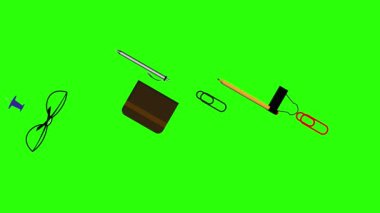 Ofis araçları grup animasyonu, kroma anahtarı, düz tasarım, grafik kaynak ögesi