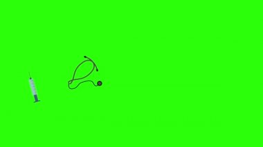 Tıbbi araçlar yeşil ekran kroma anahtarı, grafik kaynak elementler üzerinde canlandırma ayarladı