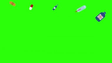 Tıbbi araçlar yeşil ekran kroma anahtarı, grafik kaynak elementler üzerinde canlandırma ayarladı