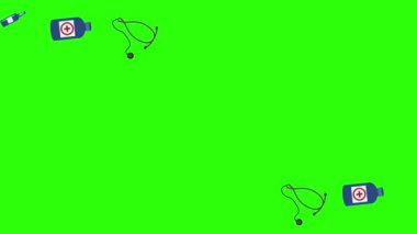 Tıbbi araçlar yeşil ekran kroma anahtarı, grafik kaynak elementler üzerinde canlandırma ayarladı