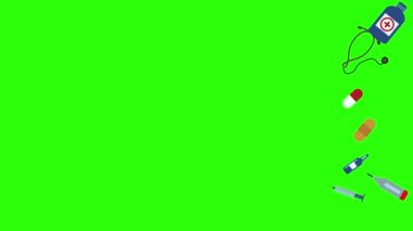 Tıbbi araçlar yeşil ekran kroma anahtarı, grafik kaynak elementler üzerinde canlandırma ayarladı