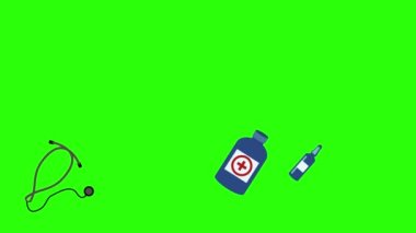 Tıbbi araçlar yeşil ekran kroma anahtarı, grafik kaynak elementler üzerinde canlandırma ayarladı