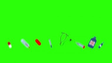 Tıbbi araçlar yeşil ekran kroma anahtarı, grafik kaynak elementler üzerinde canlandırma ayarladı