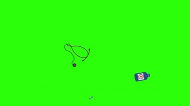Tıbbi araçlar yeşil ekran kroma anahtarı, grafik kaynak elementler üzerinde canlandırma ayarladı
