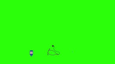 Tıbbi araçlar yeşil ekran kroma anahtarı, grafik kaynak elementler üzerinde canlandırma ayarladı