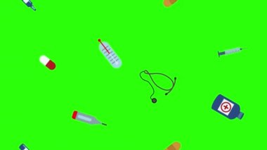 Tıbbi araçlar yeşil ekran kroma anahtarı, grafik kaynak elementler üzerinde canlandırma ayarladı