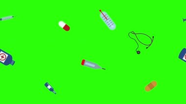 Tıbbi araçlar yeşil ekran kroma anahtarı, grafik kaynak elementler üzerinde canlandırma ayarladı