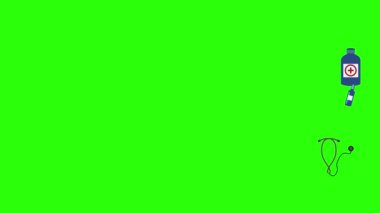 Tıbbi araçlar yeşil ekran kroma anahtarı, grafik kaynak elementler üzerinde canlandırma ayarladı