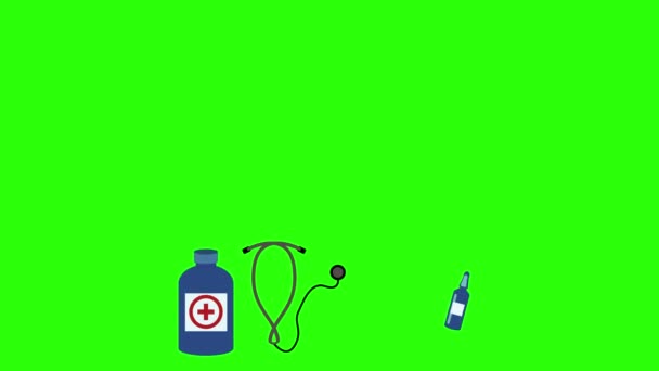Orvosi Eszközök Beállítása Animáció Zöld Képernyő Chroma Kulcs Grafikus Forrás — Stock videók