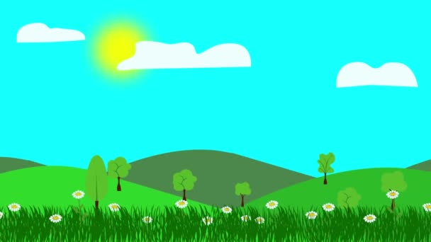 卡通景观 春季花卉动画 平面设计 — 图库视频影像