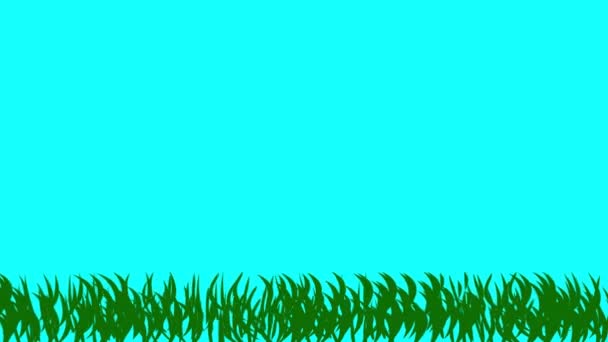 Анімація Трави Синьому Екрані Хромовий Ключ Плоский Дизайн Елемент Петлі — стокове відео