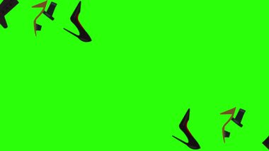 Yeşil ekran kroma tuşunda kadın ayakkabısı grubu elementlerinin canlandırılması
