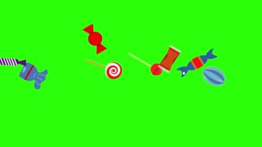 Şekerler grup animasyonu, yeşil ekran krom anahtarı, grafik kaynak elementleri