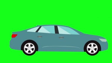 Otomobil animasyonu yeşil ekran kroma anahtarı, düz döngü tasarım ögesi, grafik kaynak