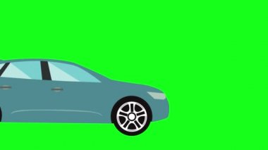 Otomobil animasyonu yeşil ekran kroma anahtarı, düz tasarım ögesi, grafik kaynak