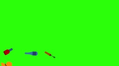 Kadın moda öğeleri animasyonu yeşil ekran krom anahtarı, düz tasarım
