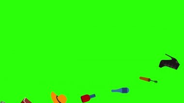 Kadın moda öğeleri animasyonu yeşil ekran krom anahtarı, düz tasarım