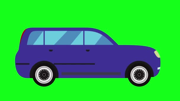 Moving Automobile Car Animation Green Screen Chroma Key Flat Looping — Stock Video