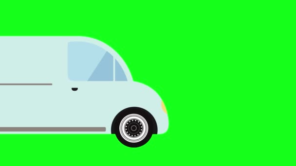 Moving Automobile Car Animation Green Screen Chroma Key Flat Design — Stock Video