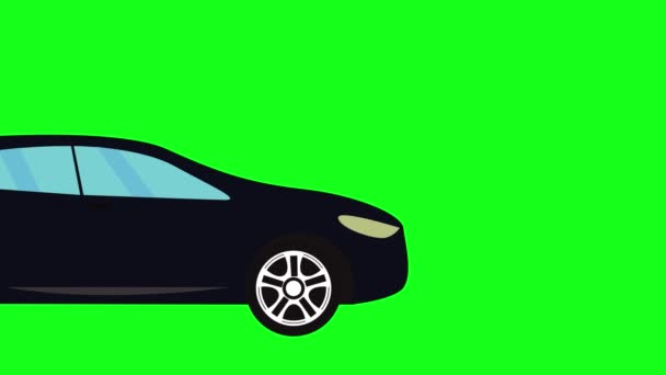 Κινούμενο Αυτοκίνητο Αυτοκίνητο Κινουμένων Σχεδίων Στην Πράσινη Οθόνη Chroma Κλειδί — Αρχείο Βίντεο