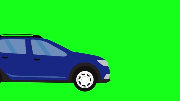 Pohybující Automobilová Animace Zelené Obrazovce Chroma Key Plochý Design Element — Stock video