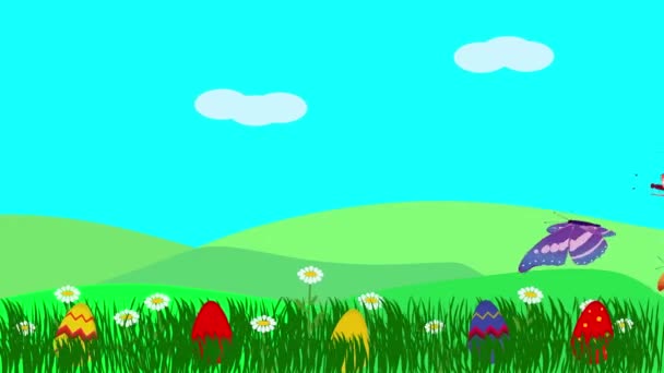 Animacja Tła Pisanek Trawie Płaski Projekt Graficzny — Wideo stockowe