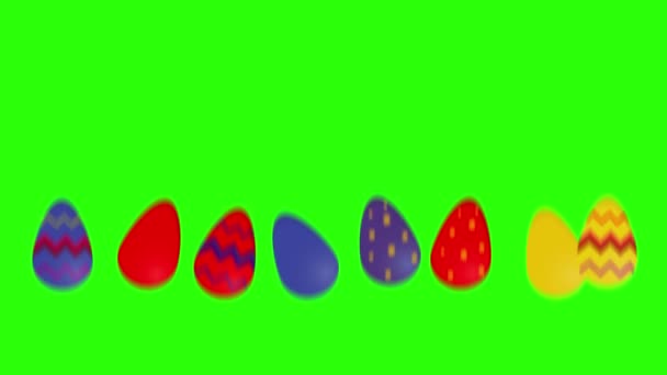 Easter Colored Eggs Animation Green Screen Chroma Key Graphic Source — Stock Video