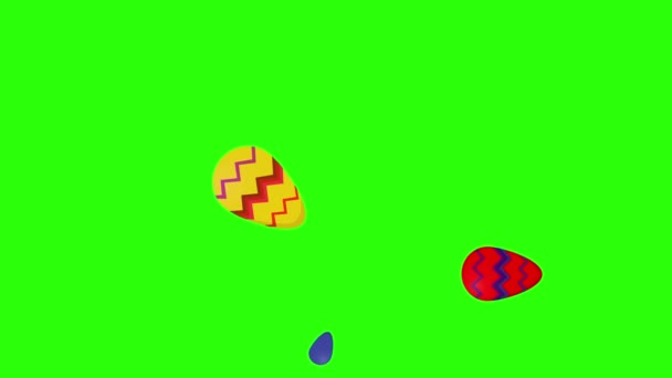 イースターカラーの卵のアニメーション 緑の画面クロマキー グラフィックソース — ストック動画