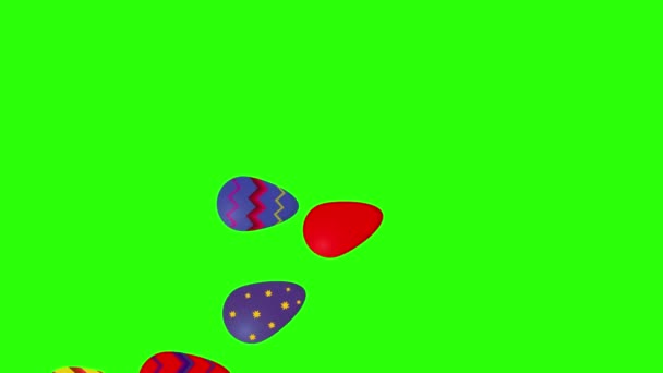Πασχαλινά Χρωματιστά Αυγά Animation Πράσινο Chroma Οθόνη Κλειδί Γραφική Πηγή — Αρχείο Βίντεο