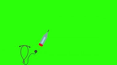 Yeşil ekran kroma tuşunda tıbbi araçları durdur grup animasyonu