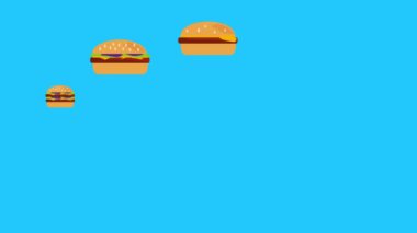 Hamburger grubunun animasyonu, düz tasarım, mavi ekran kroma anahtarı