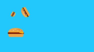 Hamburger grubunun animasyonu, düz tasarım, mavi ekran kroma anahtarı