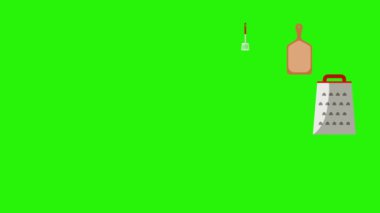 Pişirme araçlarının animasyonu, yeşil ekran, kroma anahtar grafik kaynak elementleri