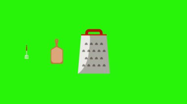 Pişirme araçlarının animasyonu, yeşil ekran, kroma anahtar grafik kaynak elementleri
