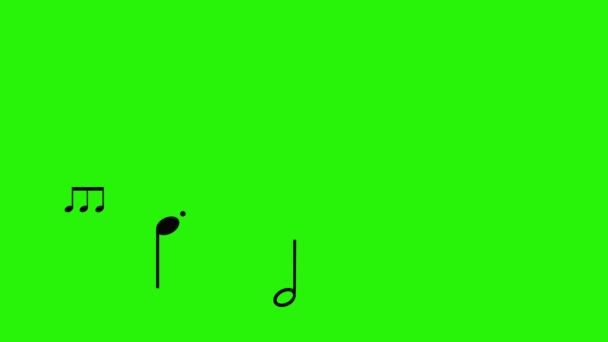 Music Notes Signs Animation Elements Green Screen Chroma Key — Stock Video