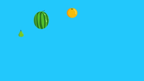 Grupo Frutas Animación Pantalla Azul Fondo Extraíble Croma Key Diseño — Vídeos de Stock