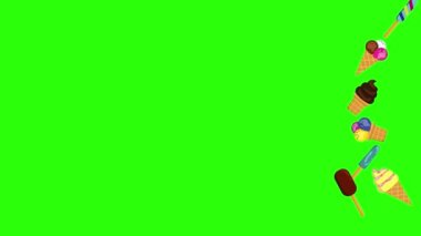 Dondurma animasyonu grubu yeşil ekran kroma anahtarı, dekoratif düz tasarım