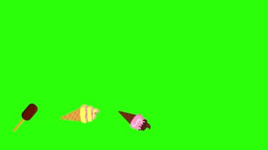 Dondurma animasyonu grubu yeşil ekran kroma anahtarı, dekoratif düz tasarım