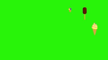 Dondurma animasyonu grubu yeşil ekran kroma anahtarı, dekoratif düz tasarım