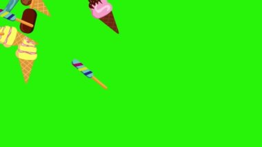 Dondurma animasyonu grubu yeşil ekran kroma anahtarı, dekoratif düz tasarım