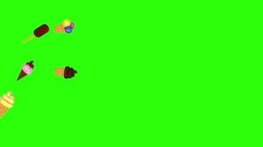 Dondurma animasyonu grubu yeşil ekran kroma anahtarı, dekoratif düz tasarım